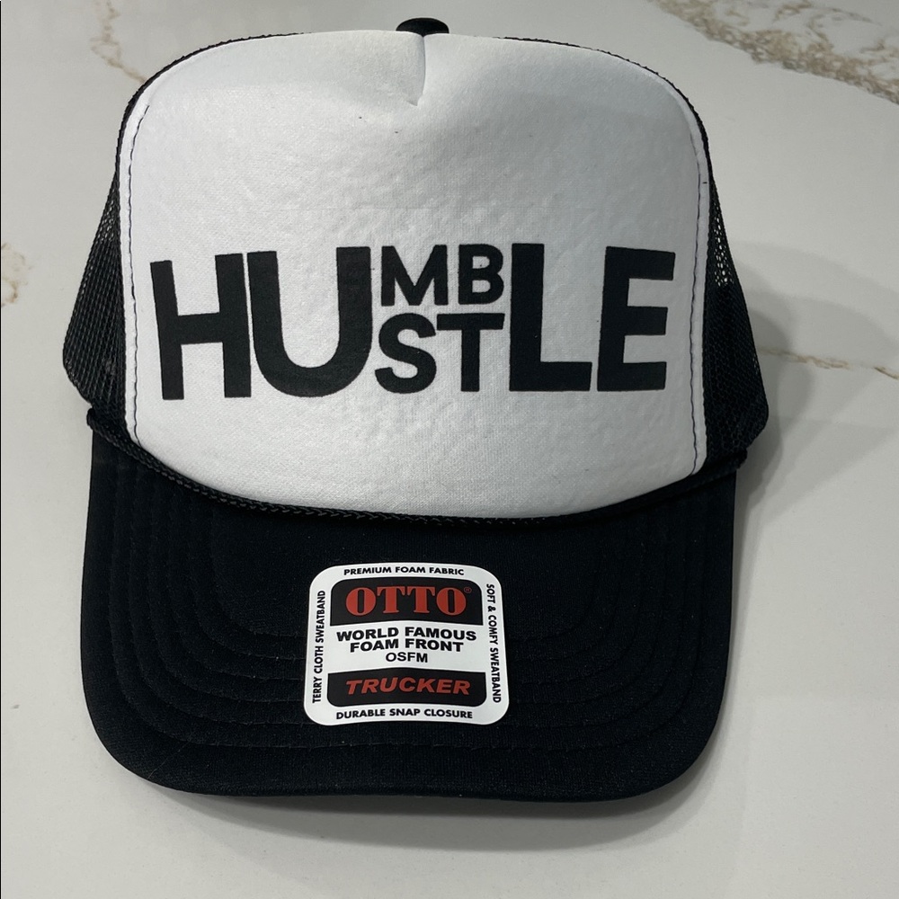 Humble Hustle Black and White Trucker Hat